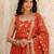 Rust floral embroidered work georgette stitched anarkali kurta set with trouser & dupatta