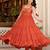 Rust floral embroidered work georgette stitched anarkali kurta set with trouser & dupatta