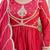 Red striped embroidered chinon stitched anarkali kurta set with trouser & dupatta