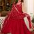 Red floral embroidered work georgette stitched anarkali kurta set with trouser & dupatta