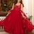 Red floral embroidered work georgette stitched anarkali kurta set with trouser & dupatta