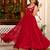 Red floral embroidered work georgette stitched anarkali kurta set with trouser & dupatta