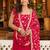 Red floral embroidered work georgette stitched anarkali kurta set with trouser & dupatta