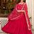 Red floral embroidered work georgette stitched anarkali kurta set with trouser & dupatta