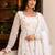 White embroidered zari work georgette stitched anarkali kurta set with trouser & dupatta