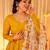 Yellow plain georgette stitched anarkali kurta set with dupatta