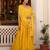 Yellow plain silk stitched anarkali kurta set with dupatta