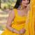 Yellow plain silk stitched anarkali kurta set with dupatta
