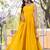 Yellow plain silk stitched anarkali kurta set with dupatta