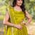 Green plain silk stitched anarkali kurta set with dupatta
