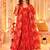 Red floral printed organza stitched anarkali palazzo kurta set with dupatta