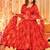 Red floral printed organza stitched anarkali palazzo kurta set with dupatta