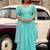 Aqua floral embroidered georgette stitched anarkali kurta set with trouser & dupatta
