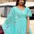 Aqua floral embroidered georgette stitched anarkali kurta set with trouser & dupatta
