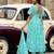 Aqua floral embroidered georgette stitched anarkali kurta set with trouser & dupatta