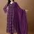 Purple bandhani printed georgette stitched a-line kurta set with trousers & dupatta