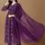 Purple bandhani printed georgette stitched a-line kurta set with trousers & dupatta