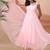 Pink sequin embellished georgette stitched a-line kurta set with trousers & dupatta