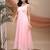 Pink sequin embellished georgette stitched a-line kurta set with trousers & dupatta