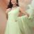 Green sequin embellished georgette stitched a-line kurta set with trousers & dupatta