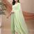 Green sequin embellished georgette stitched a-line kurta set with trousers & dupatta