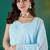 Sky blue sequin embellished georgette stitched a-line kurta set with trousers & dupatta