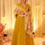 Yellow plain georgette stitched anarkali kurta set with dupatta