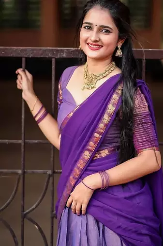 Lavender Kanci Cotton  blend Half Saree     Traditional Zari Weaving Langa Voni Set For South Indian Style 