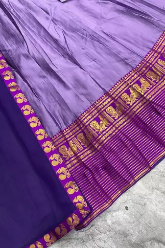 Lavender Kanci Cotton  blend Half Saree     Traditional Zari Weaving Langa Voni Set For South Indian Style 
