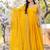Yellow plain silk stitched anarkali kurta set with dupatta