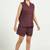 Maroon cotton printed shorts co-ord set for women