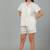 Cream cotton plain shorts co-ord set for women