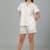 Cream cotton plain shorts co-ord set for women