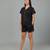 Black cotton plain shorts co-ord set for women