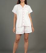 Pink cotton plain shorts co-ord set for women