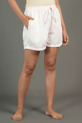 Pink cotton plain shorts co-ord set for women