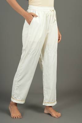 Cream everyday wear cotton pyjama co-ord set for women 4