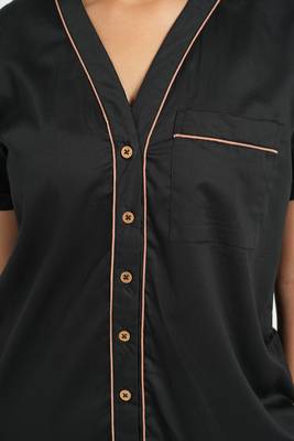 Black everyday wear cotton pyjama co-ord set for women 4