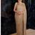 Gold color faux georgette rainbow sequin embroidered saree with silk blouse