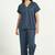 Navy blue everyday wear cotton pyjama co-ord set for women