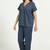 Navy blue everyday wear cotton pyjama co-ord set for women