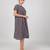 Blue cotton floral printed casual dress for women