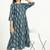 Blue cotton floral printed casual dress for women