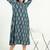 Blue cotton floral printed casual dress for women