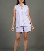 Lavender everyday wear cotton shorts co-ord set for women