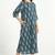 Blue cotton floral printed casual dress for women