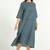 Blue cotton floral printed casual dress for women