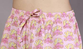Pink floral printed cotton kaftan co-ord set for women 5