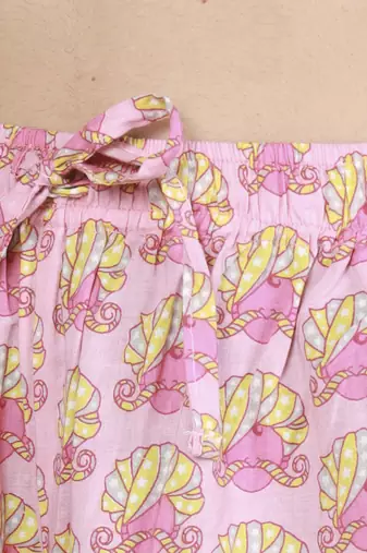 Pink floral printed cotton kaftan co-ord set for women