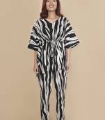 Black stripe printed cotton kaftan co-ord set for women